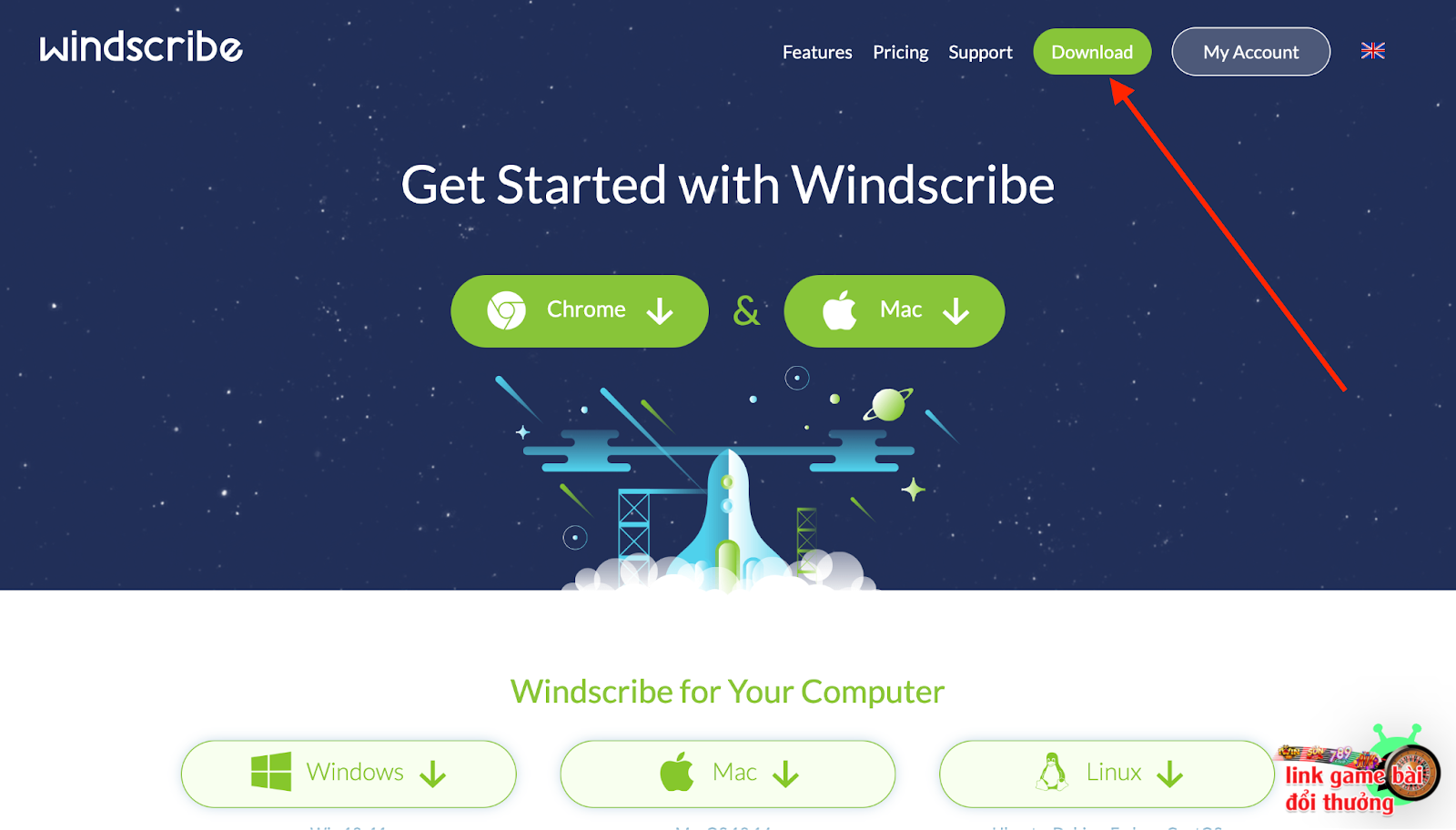 Bấm chọn Download để tải phần mềm Windscribe về máy